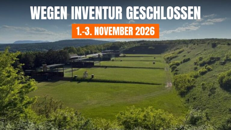 Shootingpark Leobersdorf: wegen Inventur vom 1. bis 3. November 2026 geschlossen